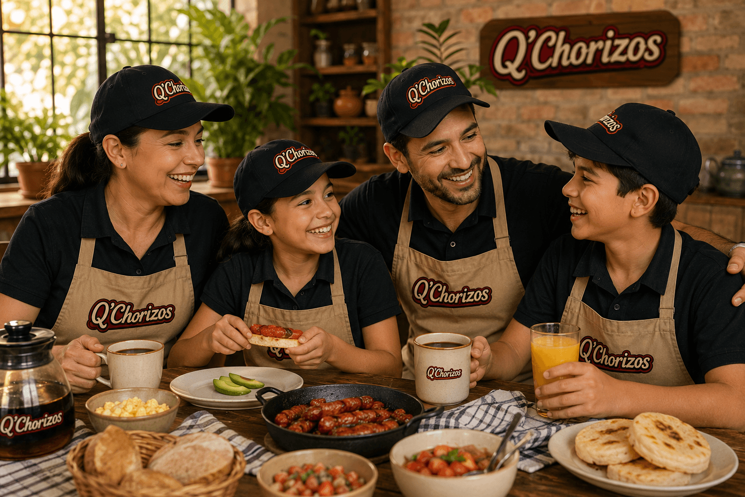 Desayuno familiar con chorizos artesanales